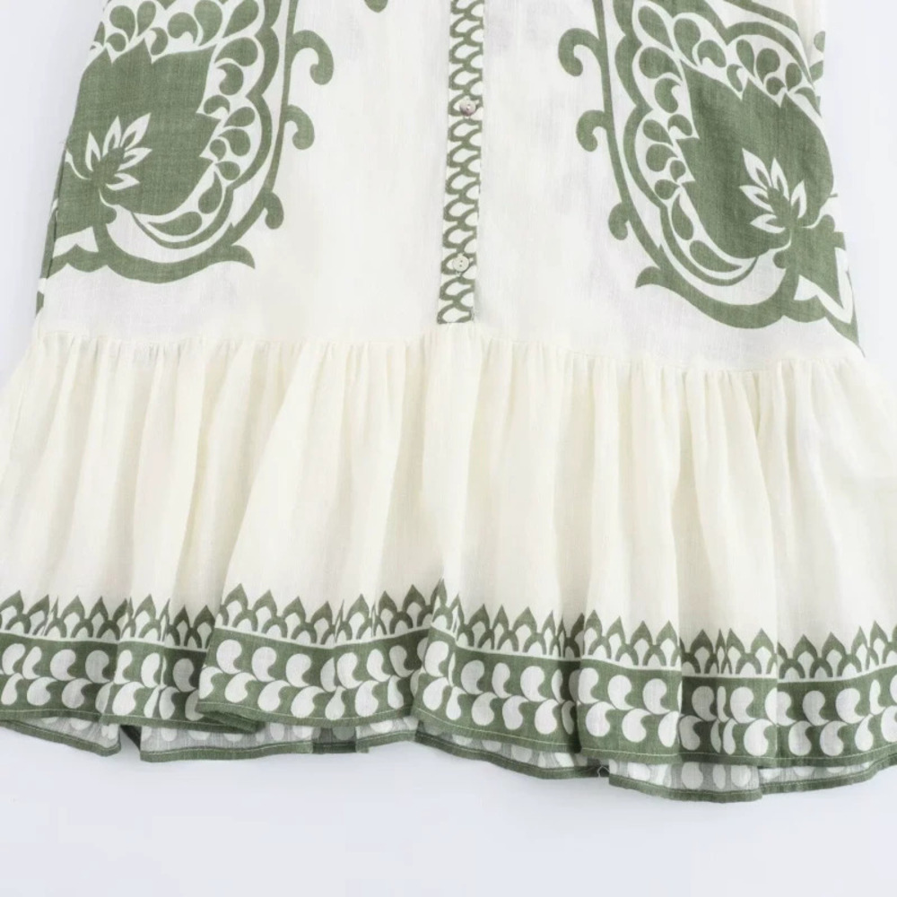 ZARA Womens Placement Print Resort Dress